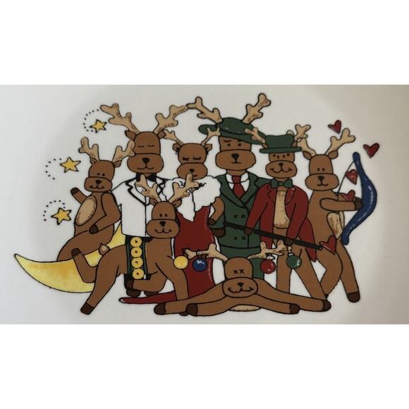 Santa’s Reindeer Plate LTD Commodities Festive Christmas Holiday Dinner Party - Picture 2 of 6